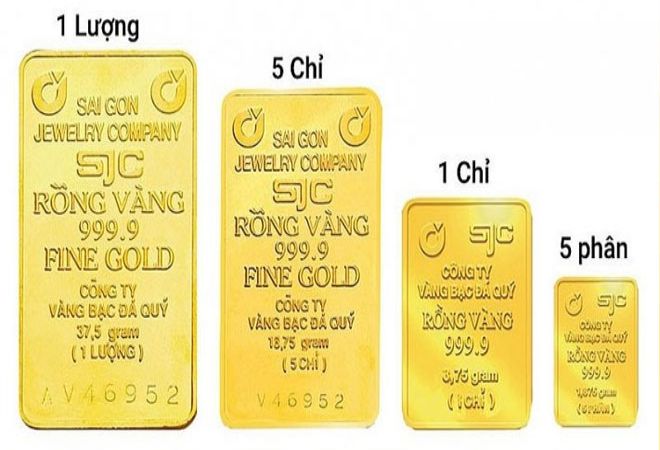 Các loại trọng lượng vàng miếng SJC hiện nay