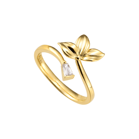 Nhẫn vàng 1 chỉ 10K thiết kế hoa lá dạng mở