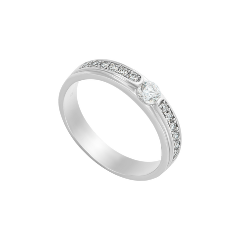 Nhẫn cưới Kim cương Vàng trắng 14K PNJ DDDDW001349