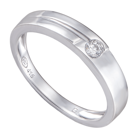 Nhẫn cưới Vàng trắng 10K đính đá ECZ PNJ Chung Đôi XM00W000069