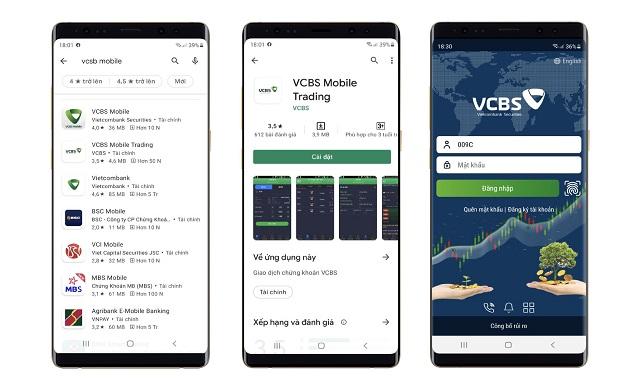 Bảng giá bán đầu tư và chứng khoán trực tuyến VCBS bên trên Mobile App Trading