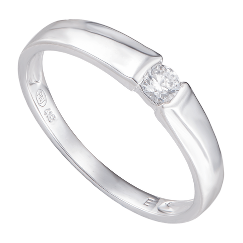 Nhẫn cưới Vàng trắng 10K đính đá ECZ PNJ Chung Đôi XM00W000073
